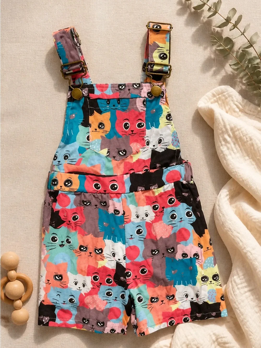 Purr-fectly Cute! The Cat’s Meow Toddler Cartoon Print Romper Jumpsuit